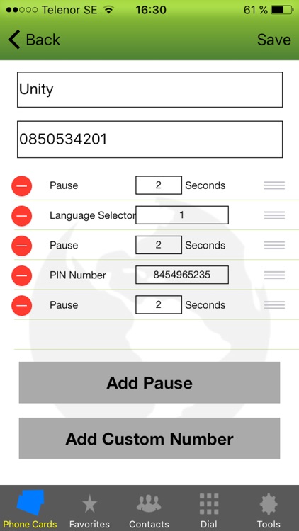 Phone Card - Dialer