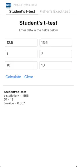 Game screenshot NIAID Stats Calculator apk