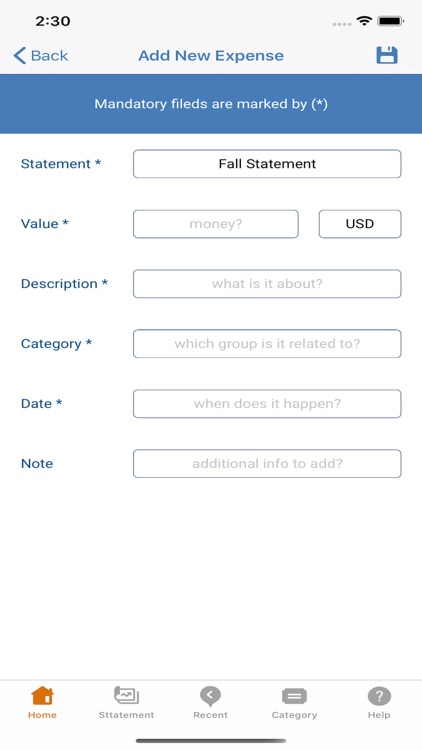 Expense Entry