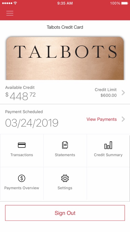 Talbots Credit Card App