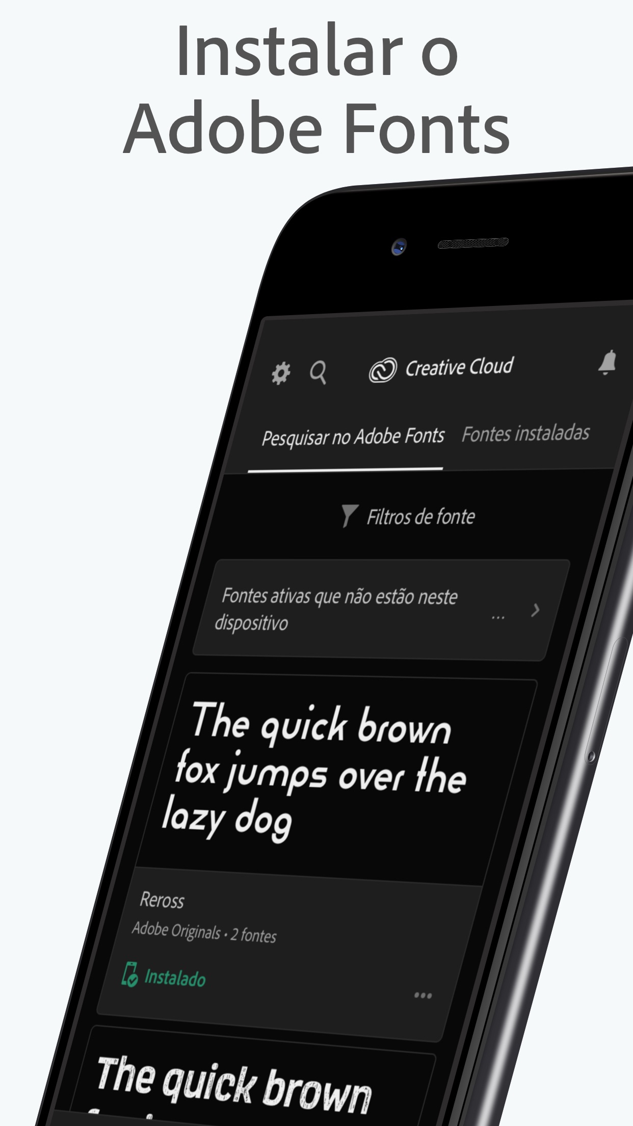 Screenshot do app Adobe Creative Cloud