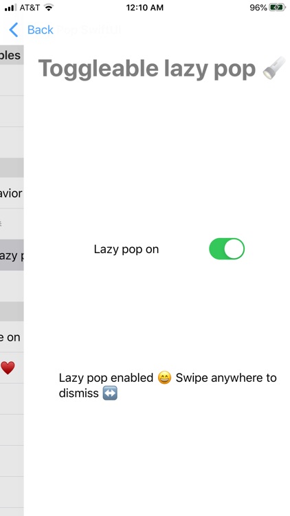 Lazy Pop SwiftUI Demo