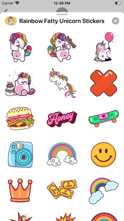 Rainbow Fatty Unicorn Stickers