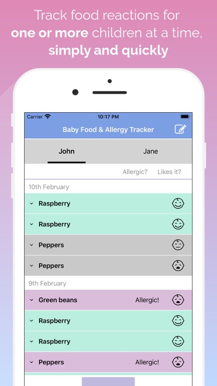 Baby Food & Allergy Tracker