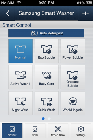 Скриншот из Samsung Smart Washer