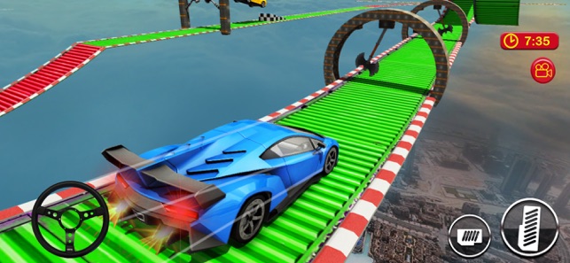 Car Driving on Sky Tracks