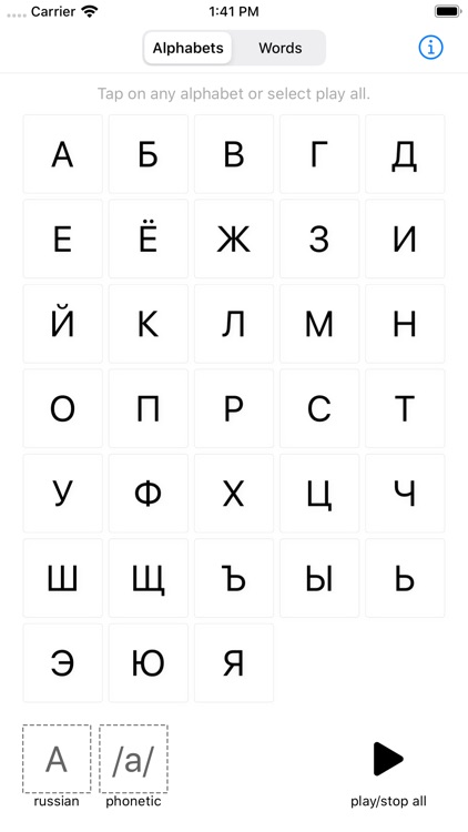 Russian Alphabet Pronunciation Chart