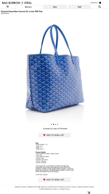 Rent Goyard Blue Bag