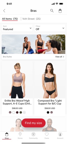 lululemon app screenshot