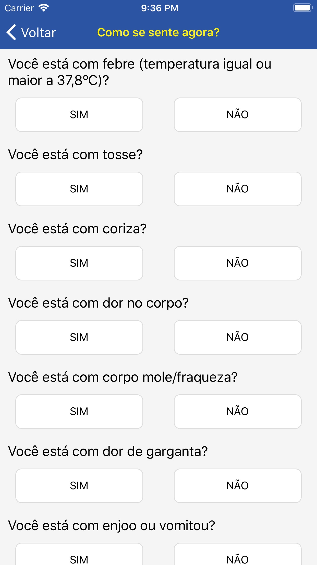 Screenshot do app Monitora Covid-19