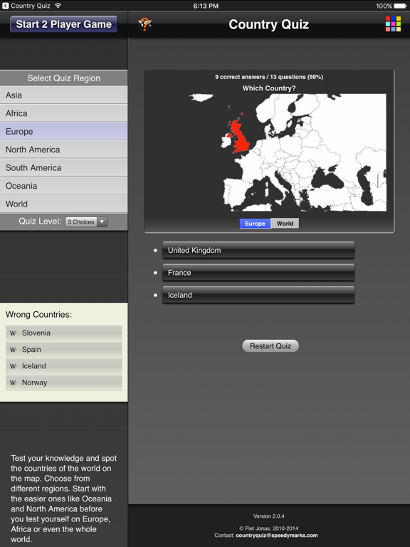 Country Quiz HD на iPad