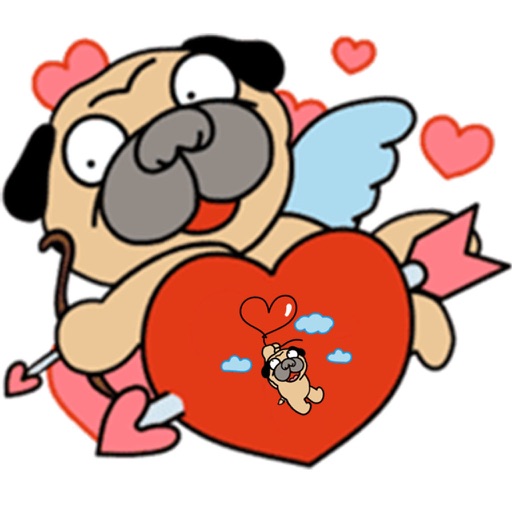 Pug love Dog Stickers Pack