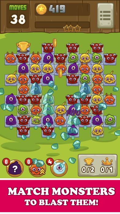 Funny Monsters puzzle Match 3 screenshot 2