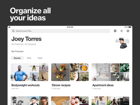 iPad Image of Pinterest