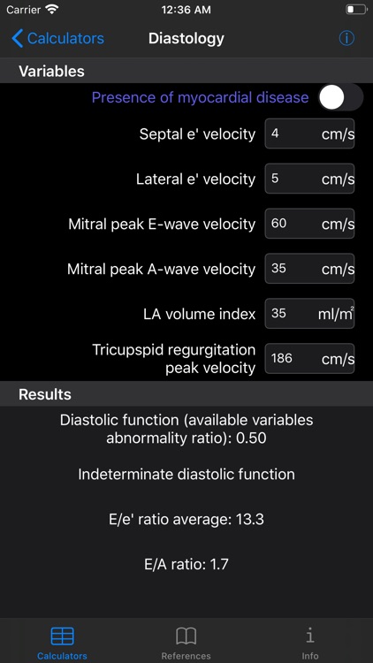 Diastology Calculator