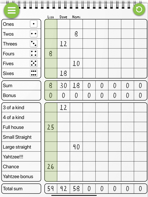 DICY, Scoresheet for YAHTZEE® screenshot 2