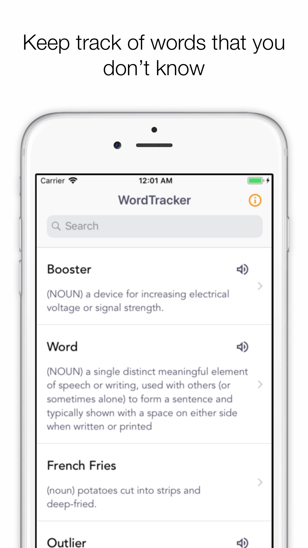 Screenshot do app Word Manager