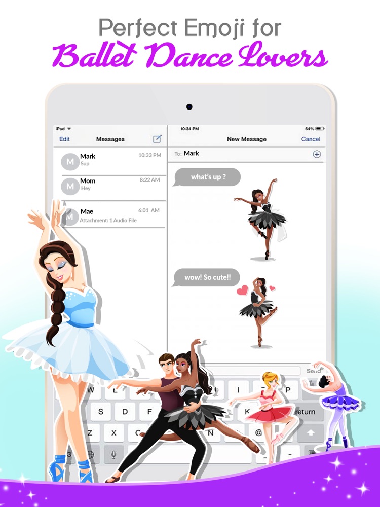 Ballet Dancing Emoji Stickers App for iPhone Free Download Ballet