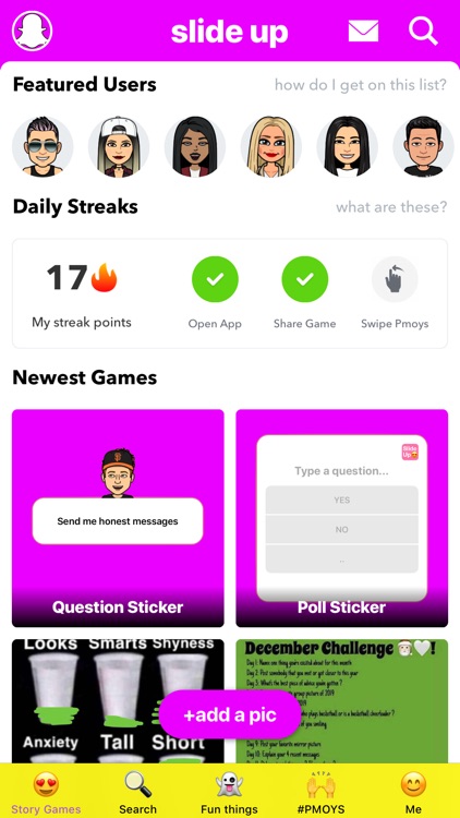 Slide Up - Games for Snapchat!
