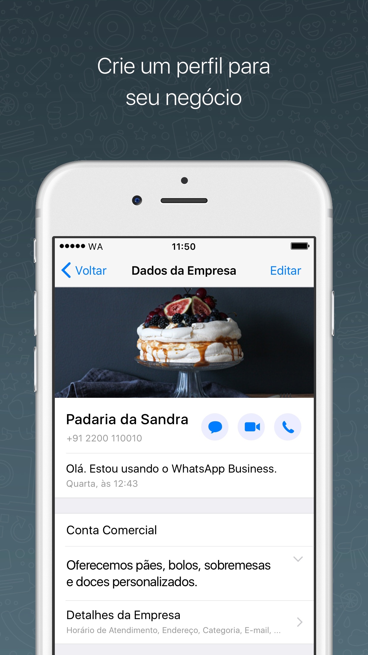 Screenshot do app WhatsApp Business