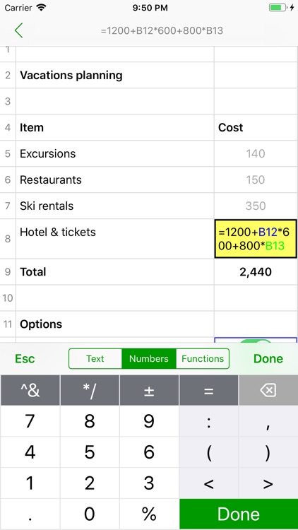 Notes.xls - Spreadsheet Notes