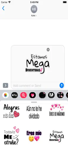 Screenshot 1 Stickers Amor y Piropos Frases iphone