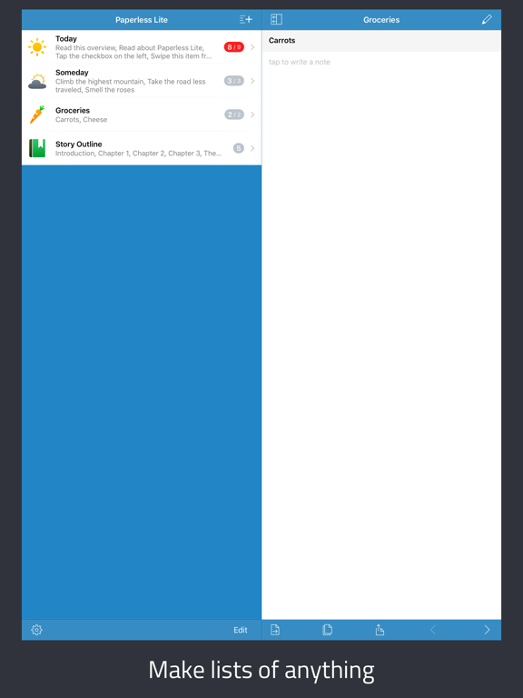 Paperless Lite: Lists + Checklists screenshot