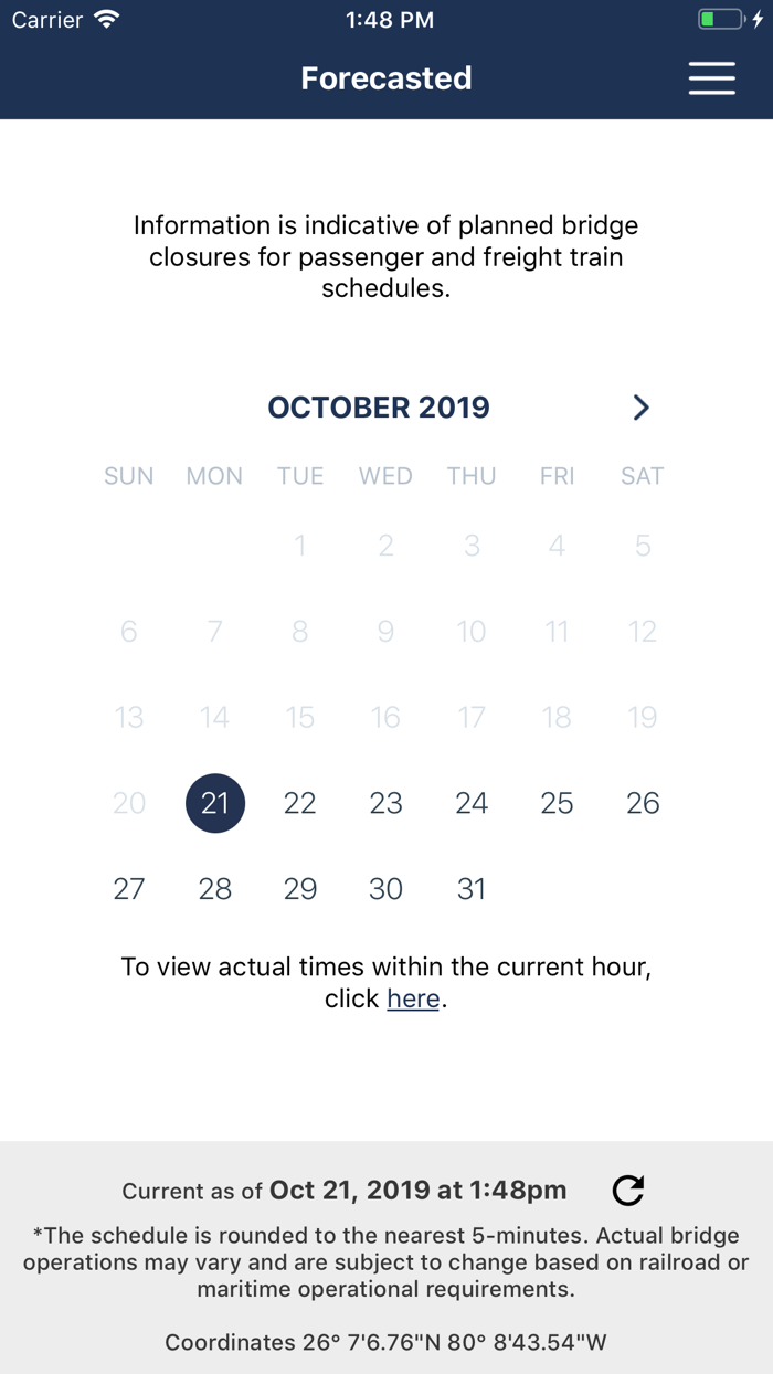 New River Bridge Schedule