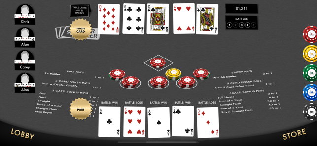 War Poker Table Game