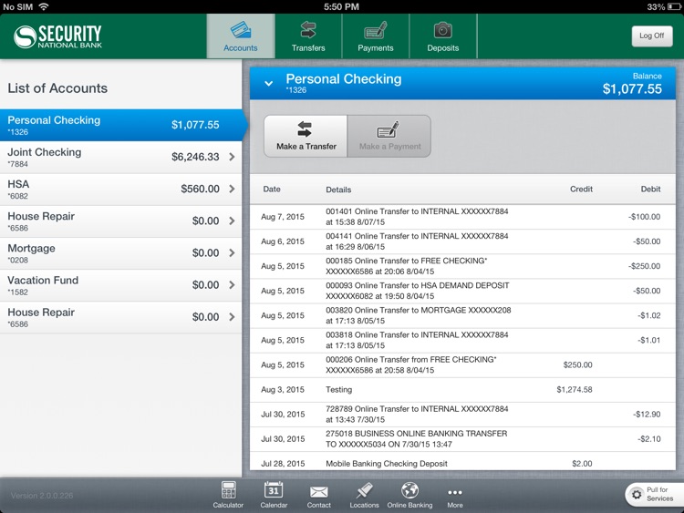 Security Natl Bank for iPad