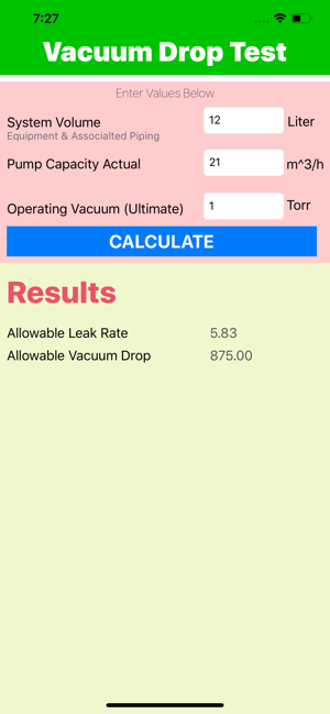 Vacuum Drop Test Calculator(圖3)-速報App