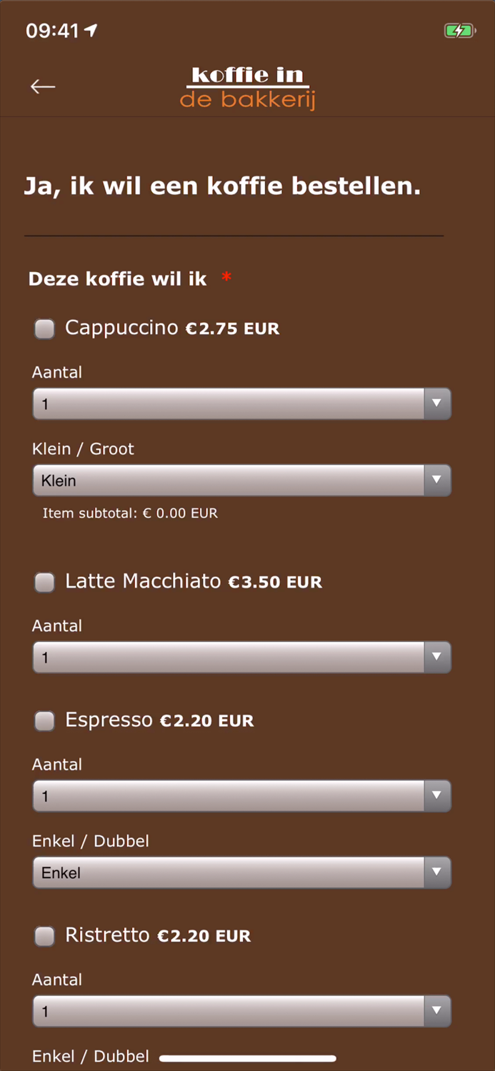 Koffie in de bakkerij