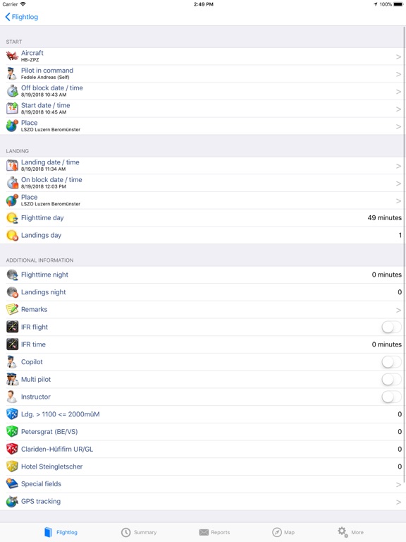 ROTAIR FlightLog screenshot 2