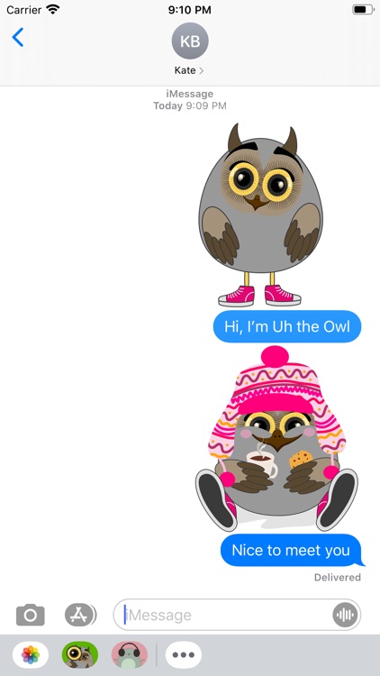 Owl Uh stickers for iMessage