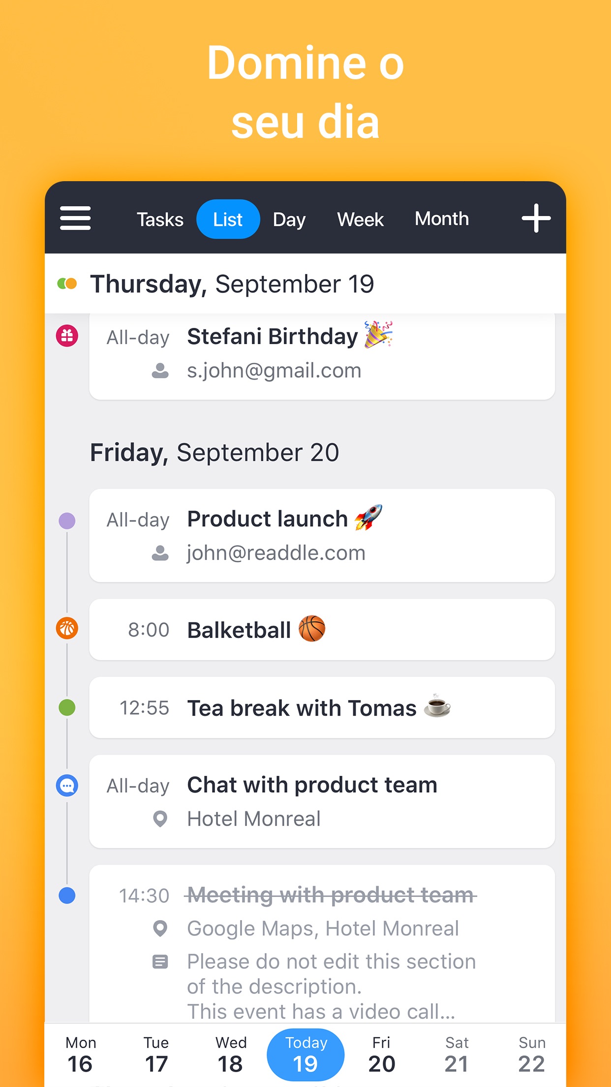 Screenshot do app Calendars 5 da Readdle