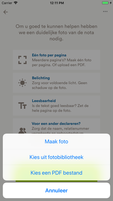 Zorg en Zekerheid - Declareren screenshot 2