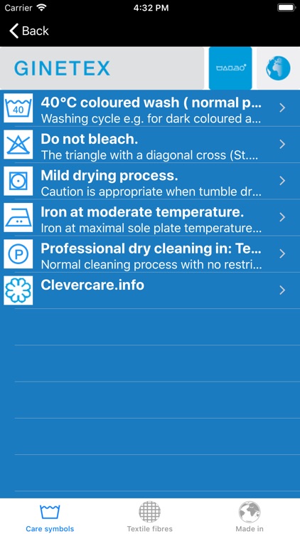 GINETEX Care symbols screenshot-3