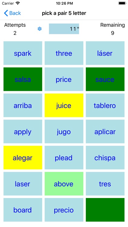 PickAPair Spanish - English