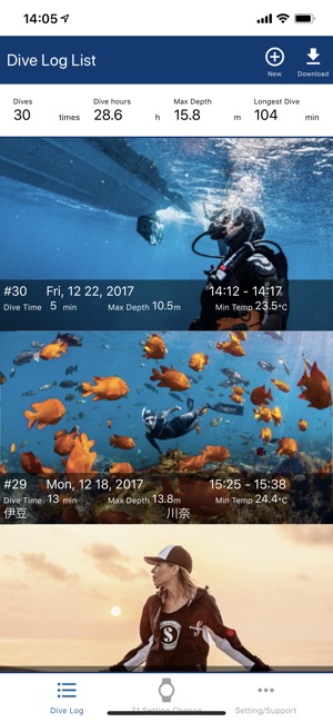 Z dive log