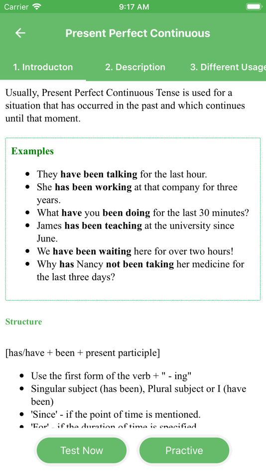 Grammar tests tenses