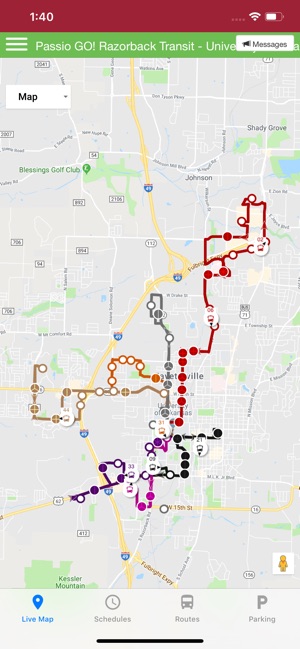 Razorback Transit - Live Maps