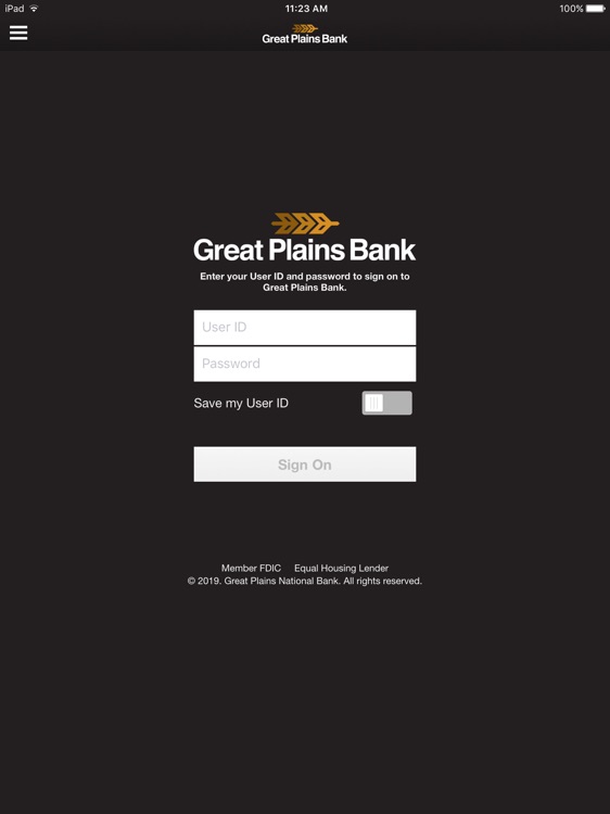 Great Plains Bank for iPad