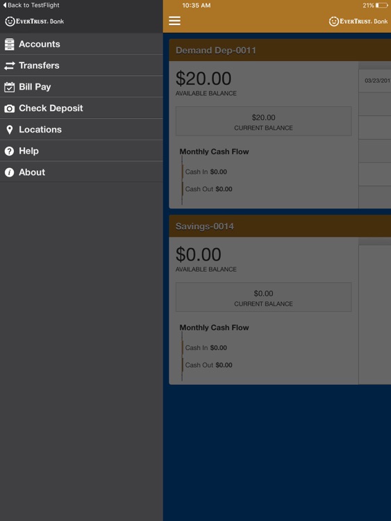 EverTrust Bank Mobile for iPad