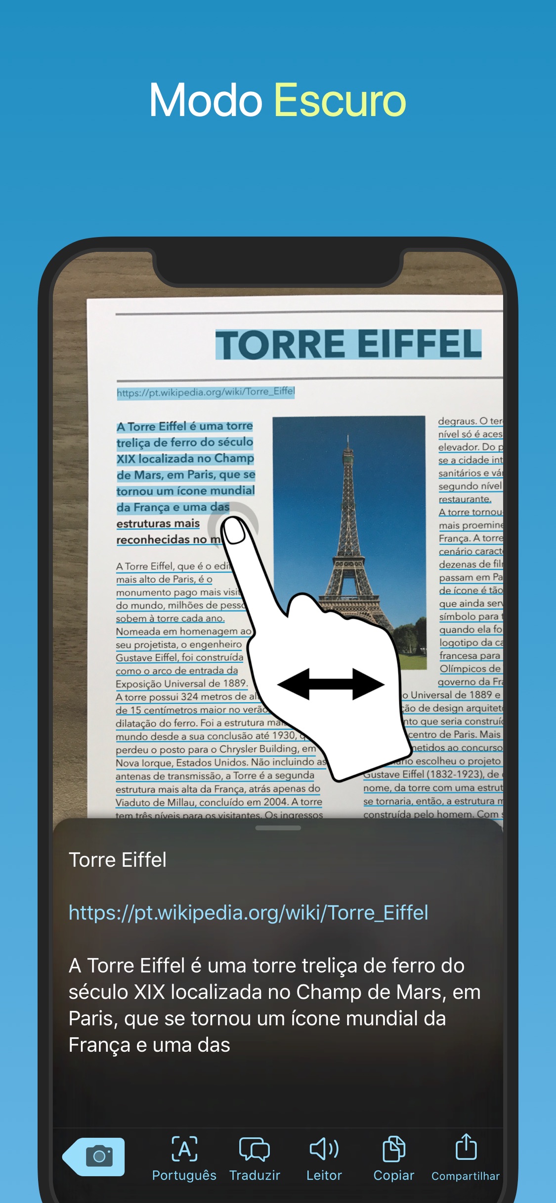 Screenshot do app Prizmo Go › Text Grabber