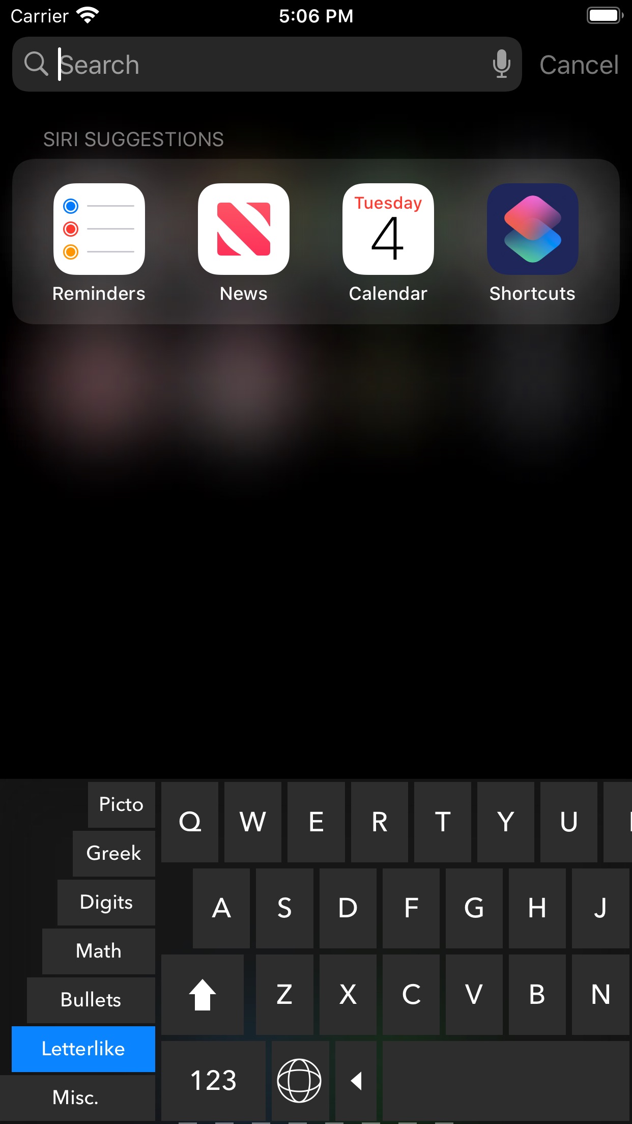 Screenshot do app Character Keyboard