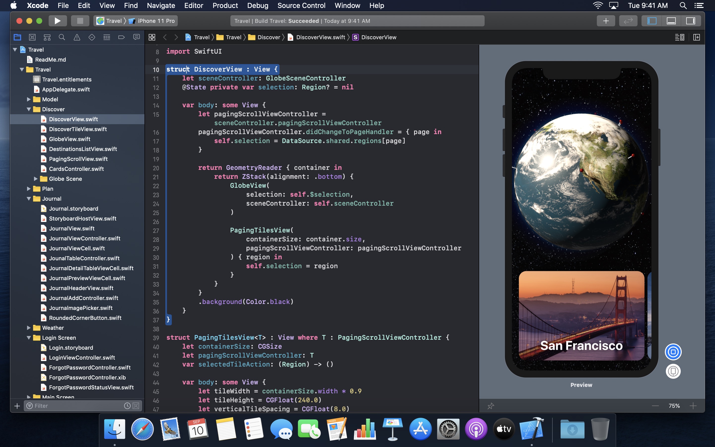 Screenshot do app Xcode