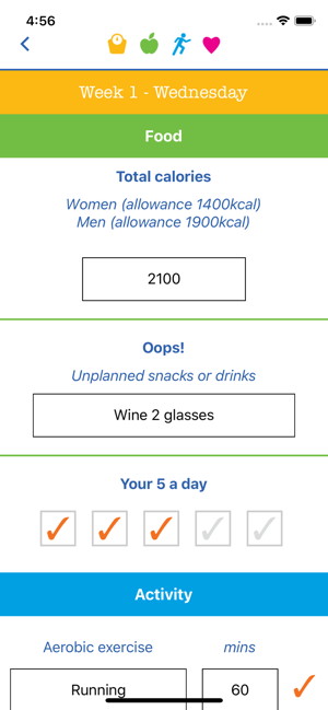 Nhs Food And Activity Chart