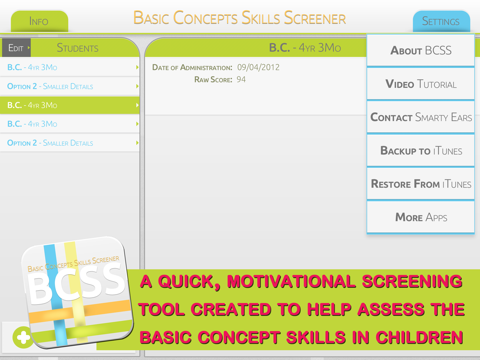 Basic Concepts Skills Screener - náhled