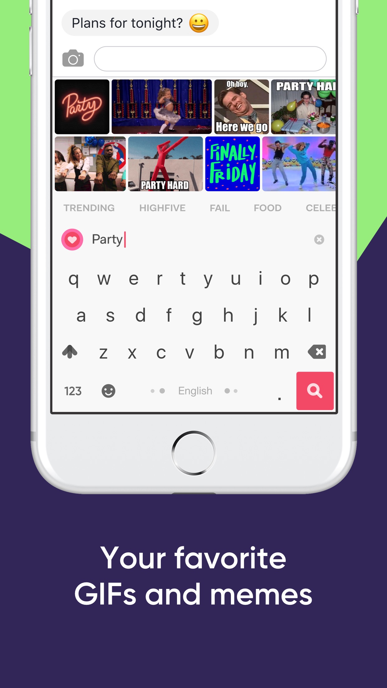 Screenshot do app Fleksy- GIF, Web & Yelp Search