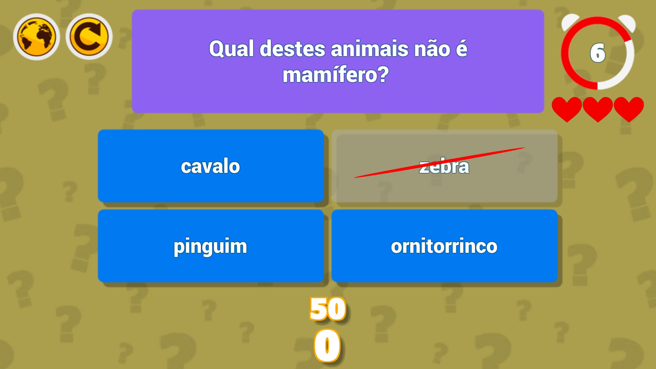Screenshot do app Animais no Planeta